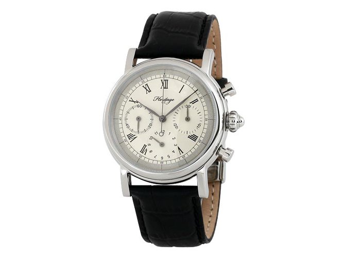 Heritage Mecanical Watches Black Leather  ref.8034